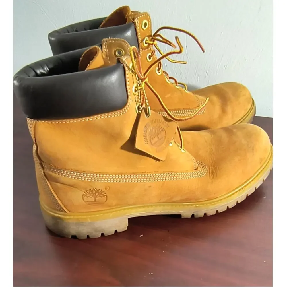 Timberland Premium 6 Inch Waterproof Boots Men's Size 9.5 Wheat Nubuck Leather